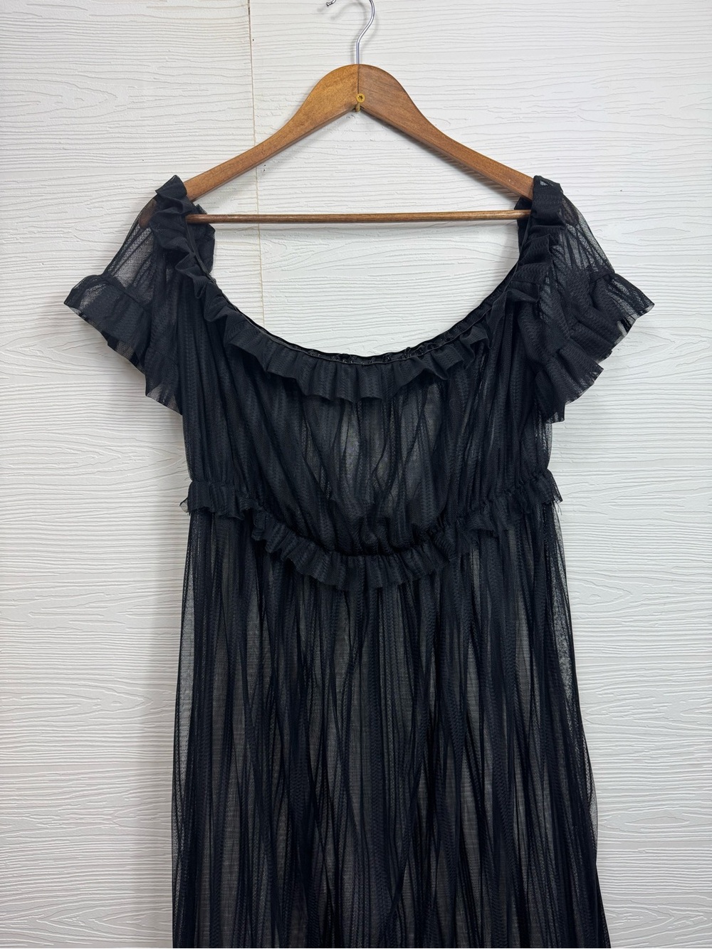 Sexy Mesh See Through Nightclub Dress Ruffle Off Shoulder Long Maxi Dress - Picture 3 of 7